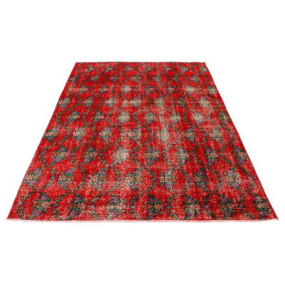 5x8 Red and Multicolor Anatolian Turkish Tribal Rug
