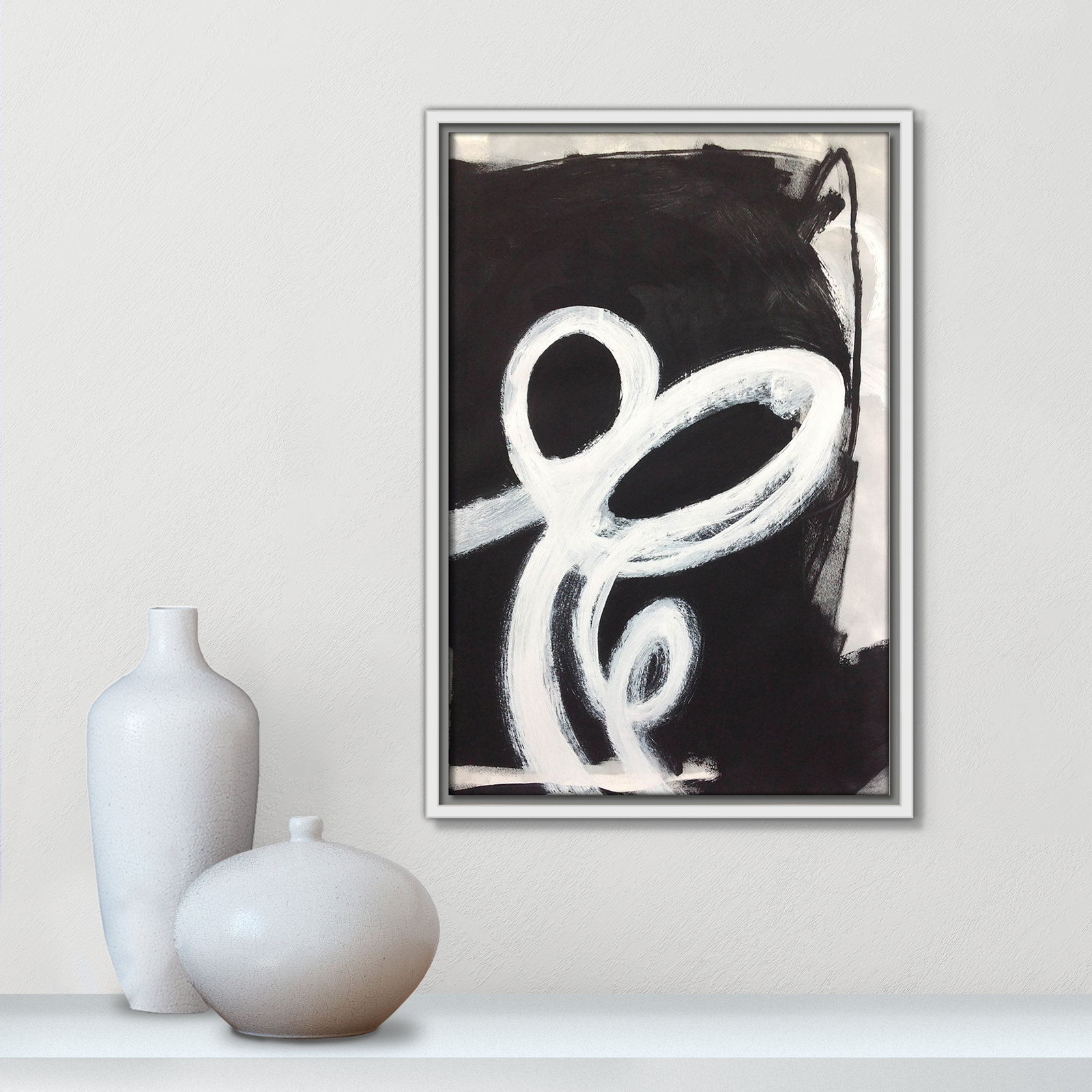 Bronte "Swirly Swirls II" Print, 19.5" H x 13.5" W x 2" D, White Floater Framed, No Mat