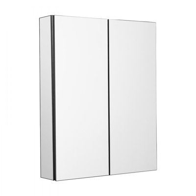 Armoire à pharmacie, 66 x 76 cm, 2 tablettes réglables, avec miroir, structure en aluminium, installation encastrée ou murale.