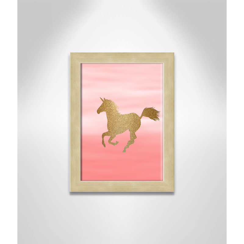 Ombre Pink 3' Wall Decal, 14" H x 10" W x 0.6" D, Champagne Framed