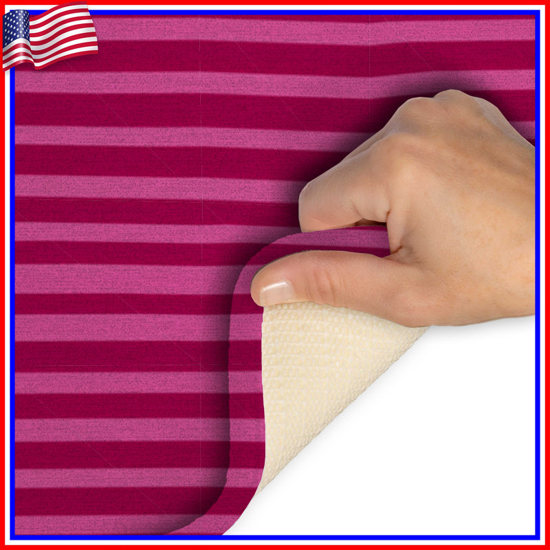 Tapis de bain à rayures, Simple - L 34 po x l 21 po, Rayure rose