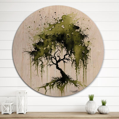Arbre vert mousse espagnol - Art mural bois d'arbre - Bois de pin naturel