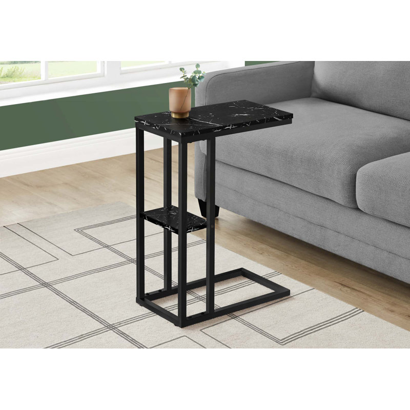 Table d'appoint, en forme de C, en bout, en stratifié latéral, en métal, pour le salon