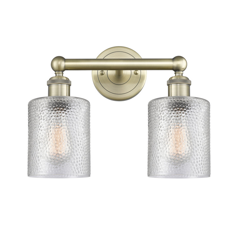 Éclairage pour meuble-lavabo à 2 lumières à intensité variable, Transparent, Laiton antique
