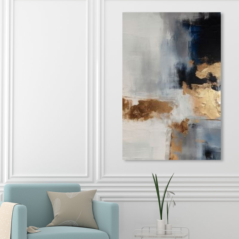 Filingeri brume et or sur toile, H 54 po x l 36 po x P 1,5 po
