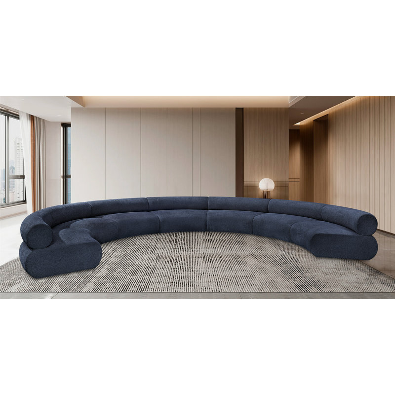 Canapé modulaire rembourré Bale, Tissu chenille bleu marine