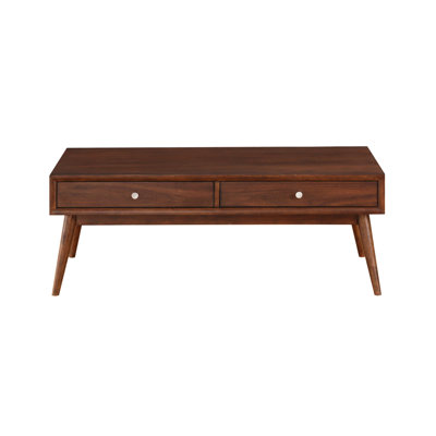 Table basse de style moderne 1Pc avec 2 tiroirs au fini brun et meubles en placage de noyer