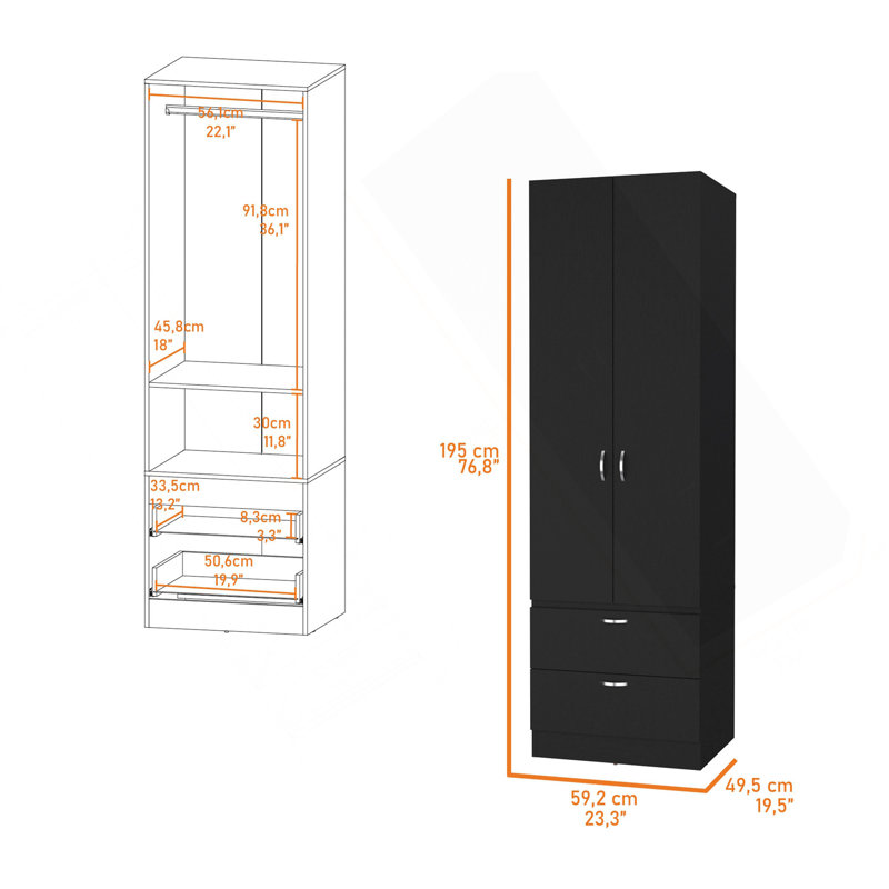 Armoire 2 tiroirs Wenge, Wengé