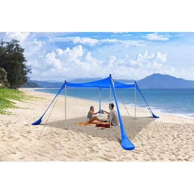 Portable Canopy Set, Beach Tent, Sun Shelter, UPF 50+ Canopy Set with Carry Bag, Aluminum Poles, Sand Shovel & Pegs for Outdoor Camping