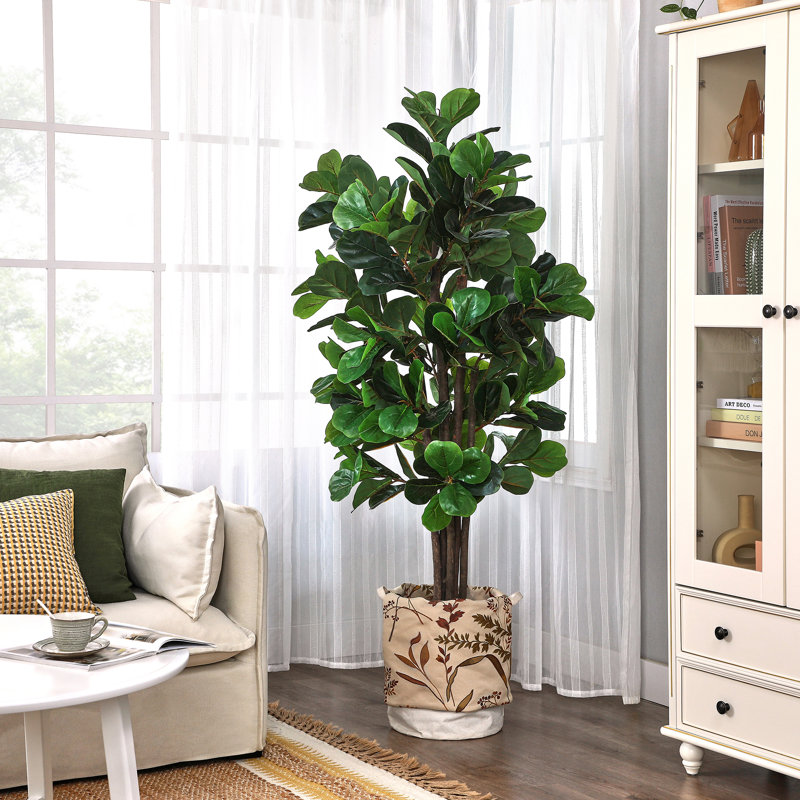 Faux Fiddle Leaf Fig Tree in Pot, 71"H