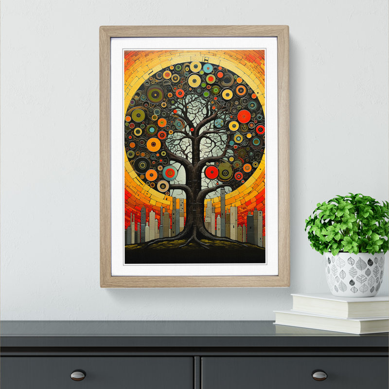 Oak Tree Constructivism No.3 - Single Picture Frame Print on Wood, 46cm H x 34cm W x 2cm D, Oak Framed