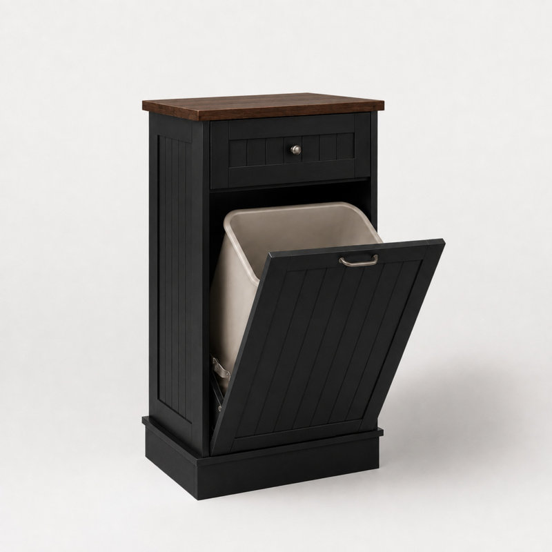 Armoire poubelle inclinable Havant, Noir, noir, noir, noir