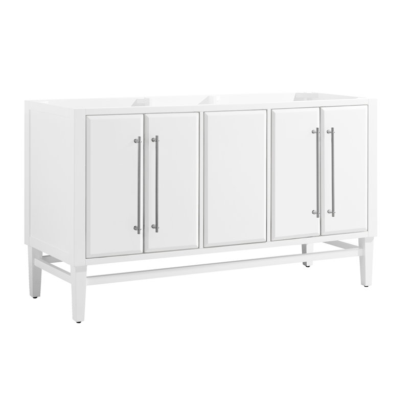 Base de meuble-lavabo double 60 po Ewen, Blanc, Or