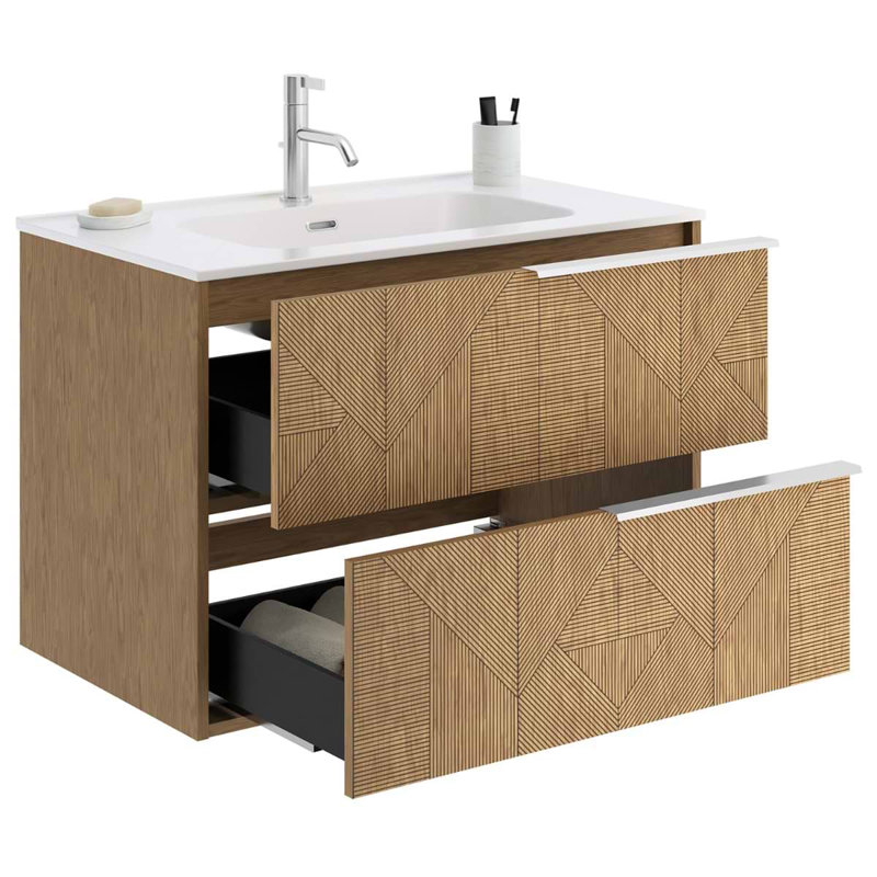Kora 31.89" Wall Mounted Single Bathroom Vanity with Top, Silver