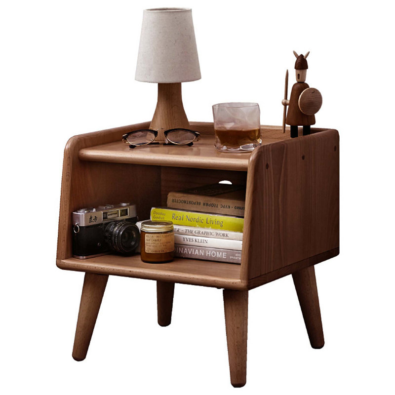 Pure Solid Wood Bedside Cabinet, Modern Simple Nightstand, Storage Cabinet, Brown
