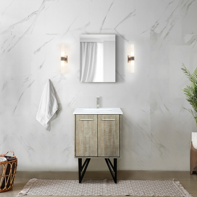 Meuble-lavabo rustique, surface en marbre, 18 po Miroir - meuble-lavabo de qualité avec comptoir et design spacieux, 24"