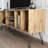 Zenda Modern Rustic TV Stand for Up to 80" TVs Minimalist Media Console with Open Storage, Cable Management & Metal Legs, Oak Wood Finish