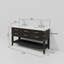 Meuble-lavabo double en chêne noir 60 po X P 22 po D, plateau en marbre de Carrare et Miroirs-118024540