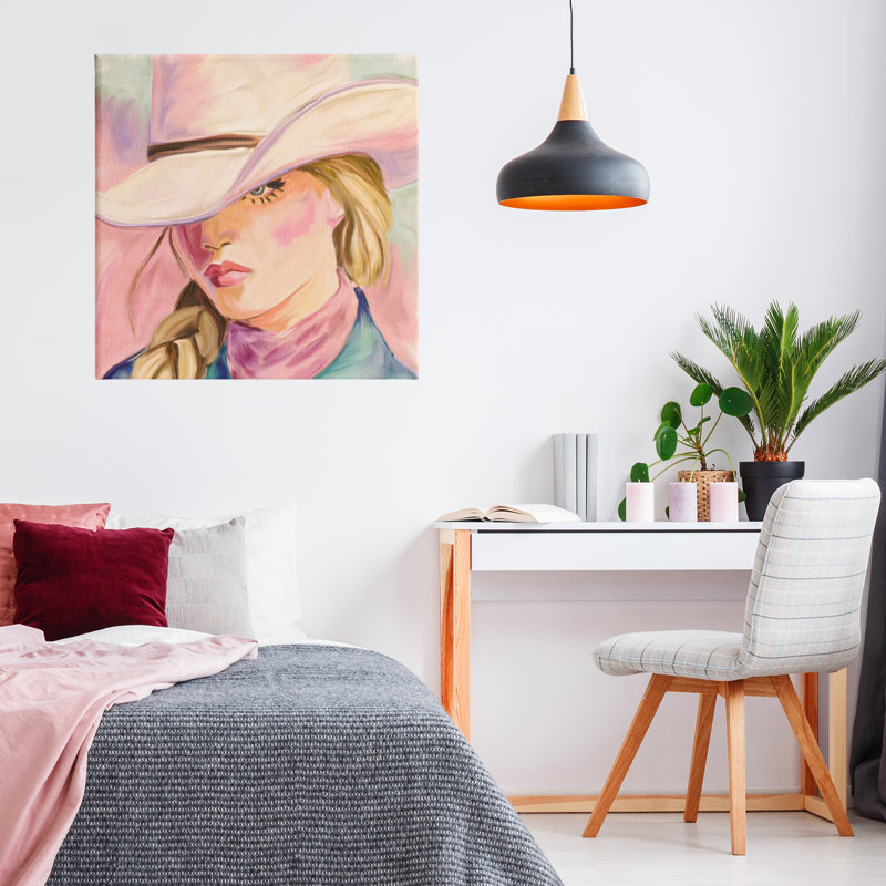 «Pastel Cowgirl Gaze Beneath Hat», conception de Kim Allen, H 24 po x l 24 po