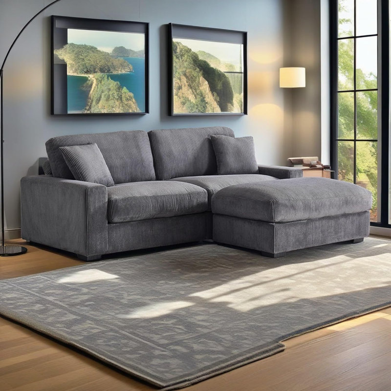 Modular Sectional Sofa, 4 Seater Oversized Sectional Sofa, With 2 Ottoman Bench And 2 Pillows, Modular Sectionals Sofa Couch For Living Room