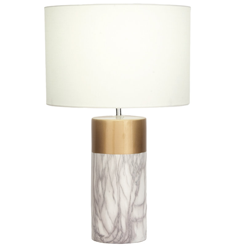 Lampe de table en céramique 24 po, Blanc / doré