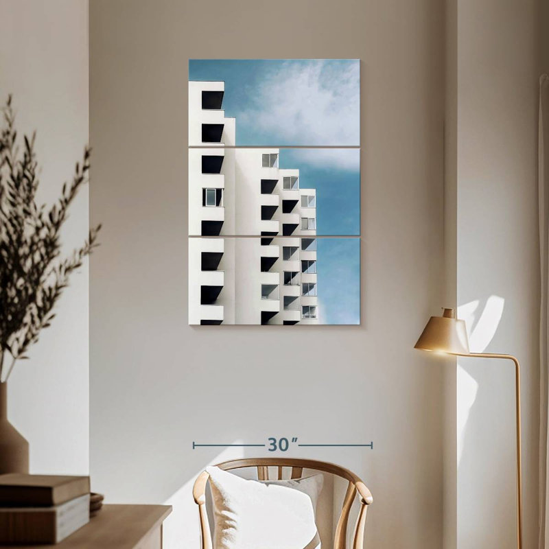 White Modern City Buildings, 57" H x 36" W