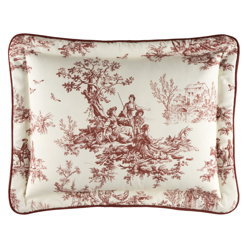 Bouvier Red Traditional Cotton Toile Sham, Standard