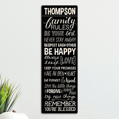 « family rules », art textuel personnalisé sur toile