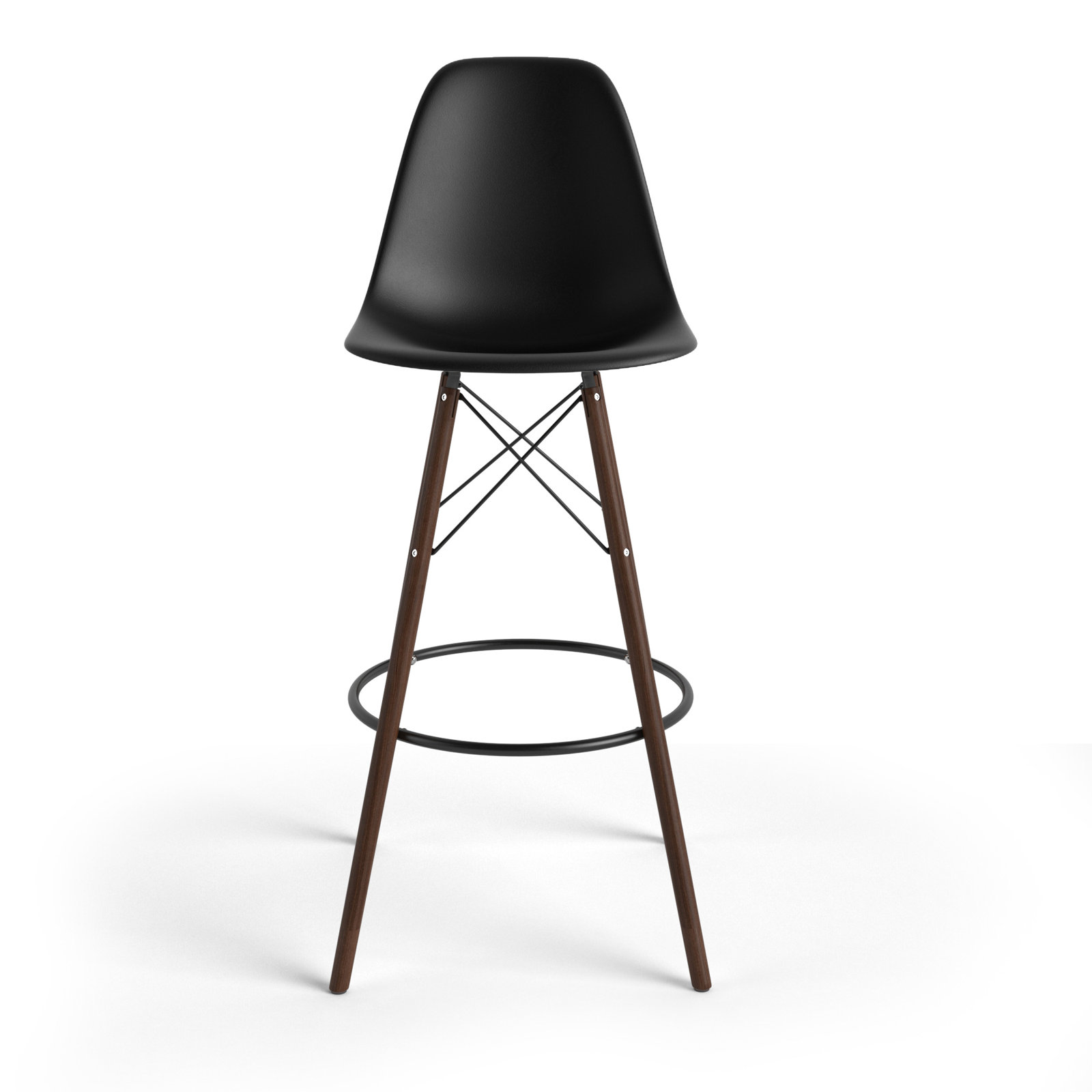 Jordan Bar and Counter Stool, Black/Walnut, Bar Stool (29.5" Seat Height)