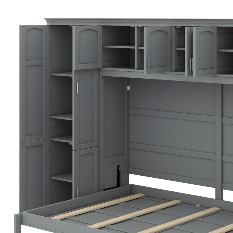 Lit escamotable mural avec armoires Murphy, Gris