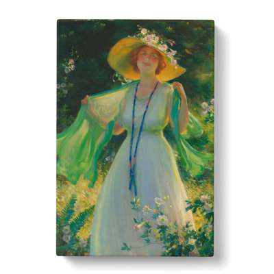 Lady In A Summer Garden by Charles Curran - Wrapped Canvas Print