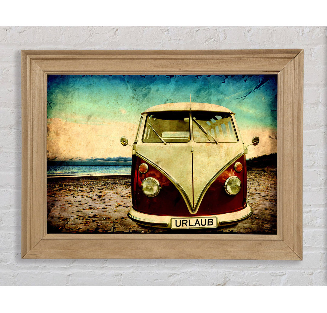 Vw Camper Van At The Beach - Einzelne Bilderrahmen Kunstdrucke