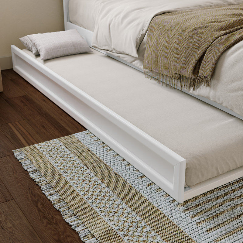 Lit gigogne en bois massif Sanvir, Simple TG, Blanc