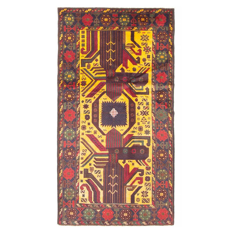 Tapis orange clair Teimani 3 pi 7 po x 6 pi 9 po