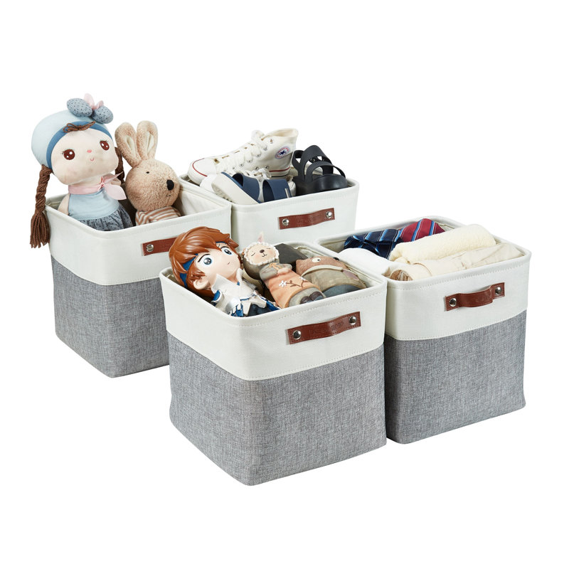 Fabric Basket Set, Gray/White2