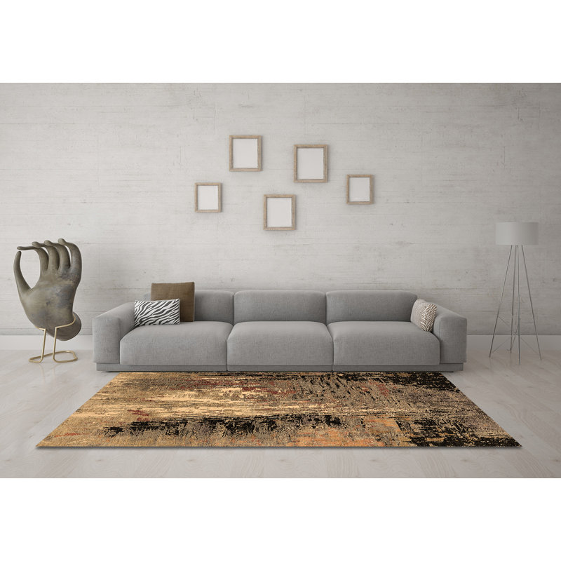Tapis brun moderne Mid-Century Hambeldon 2808, Rond 5 pi