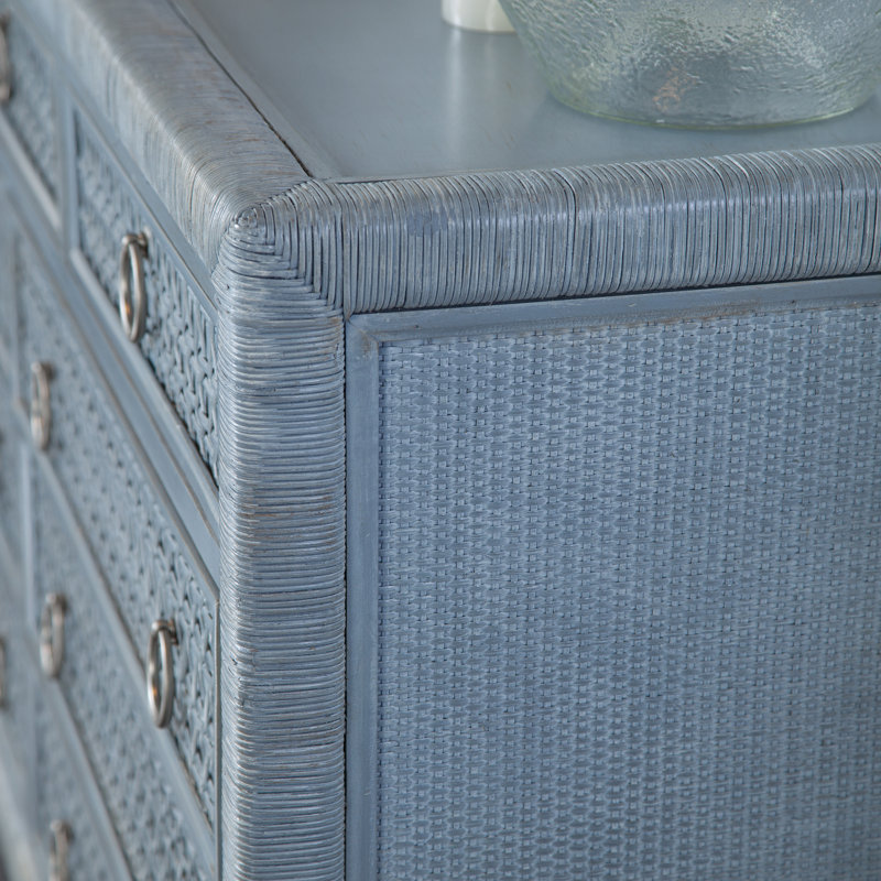 Naples 9 Drawer 64'' W Dresser, Sea Glass, No, Satin Nickel