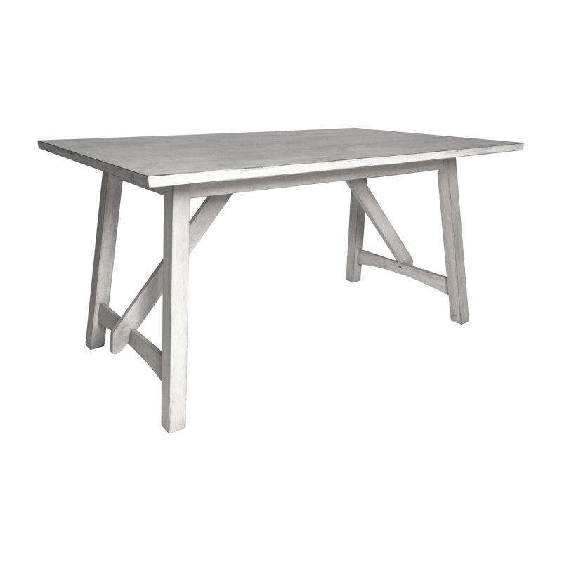 Farmhouse Style Solid Wood Commercial Grade Trestle Base Dining Table, White Top/Antique White Base