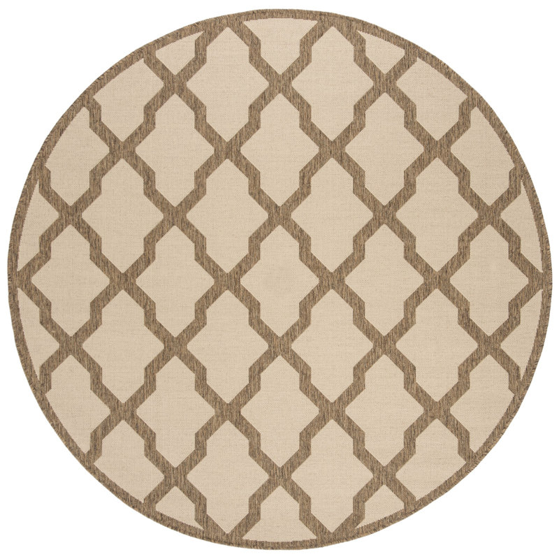 Tapis crème / brun Ferrill, Rond 6 pi 7 po