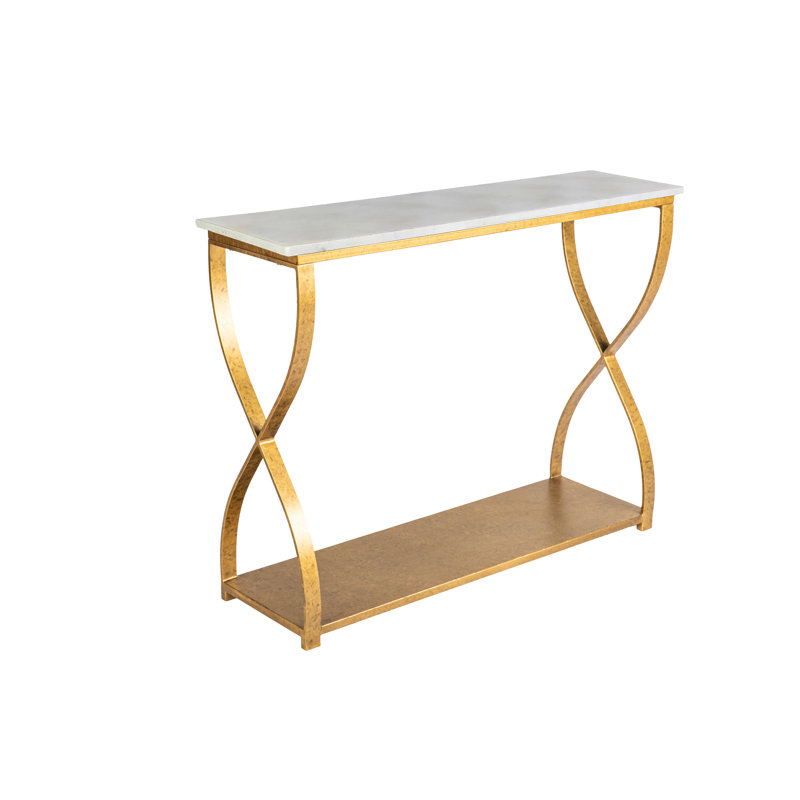 Mary 45" Console Table, Royal Gold, Carrera Marble