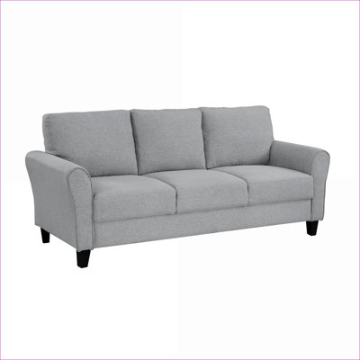 Sofas Couches, Modern Transitional Living Room Furniture, Solid Wood Frame Textured Fabric Attached Cushions | Dark Gray|Fabric