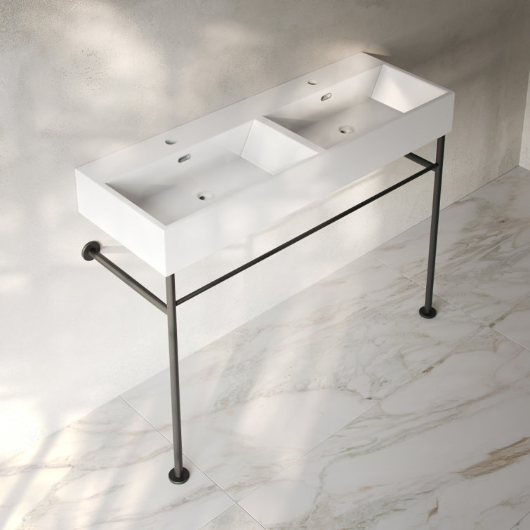 Claire 48" Double Basin Console Sink With Legs