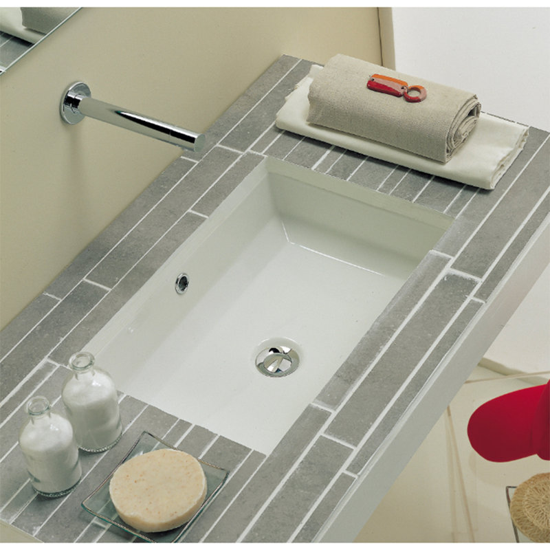Kingsman Hardware 13.5'' White Ceramic Rectangular Bathroom Sink with Overflow