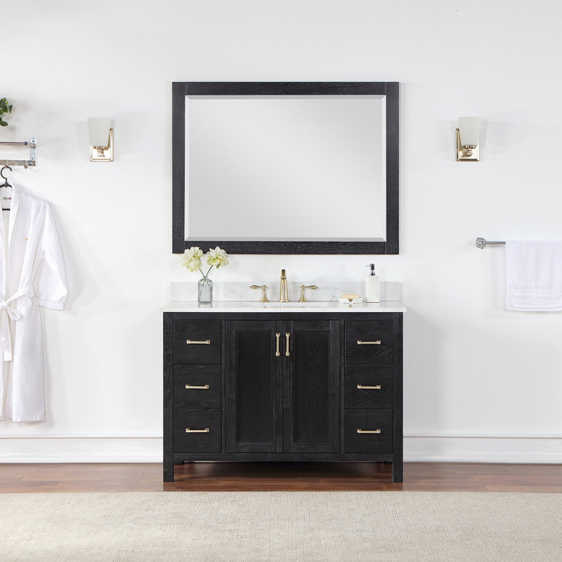 Ivy Wood Wall Mirror, 36" x 48", Black Oak