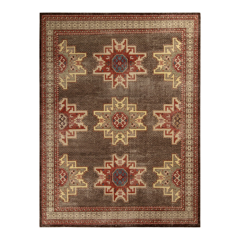 Distressed Homage Hand Knotted Wool Geometric Area Rug, Rectangle 15' x 24'