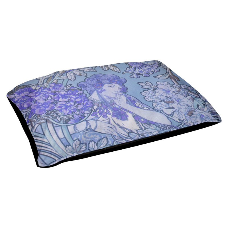 Oreiller de chien déverseurs de fleurs/classique, Moyen (l 42,5 po x P 14 po x H 32,5 po), Mauve / Bleu