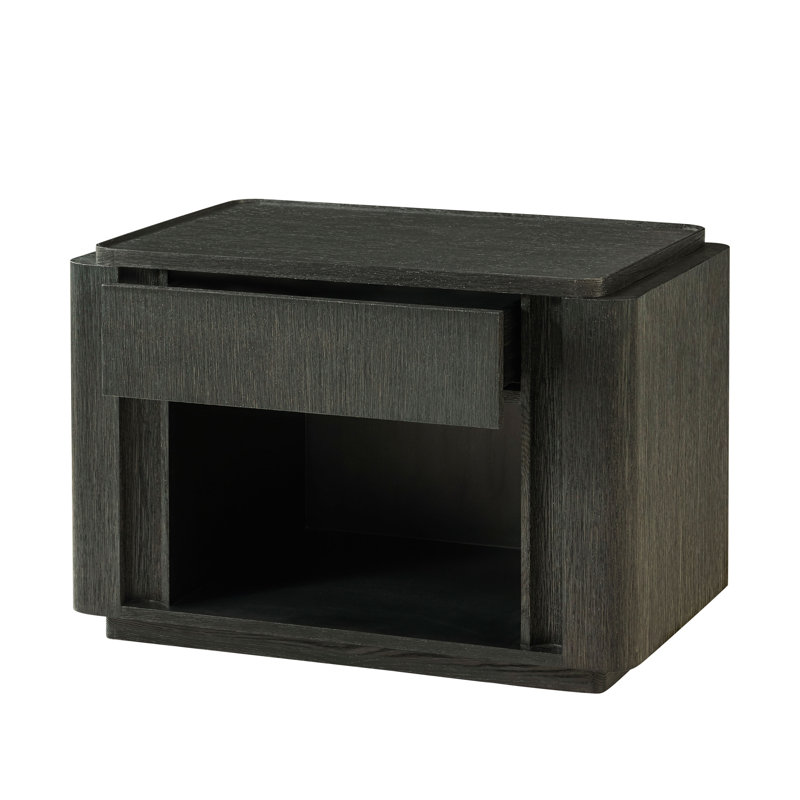 Repose 1 - Drawer Solid Wood Nightstand, Charcoal Oak