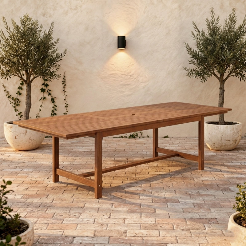 Table de salle à manger d'extérieur Alyisa, Marron foncé