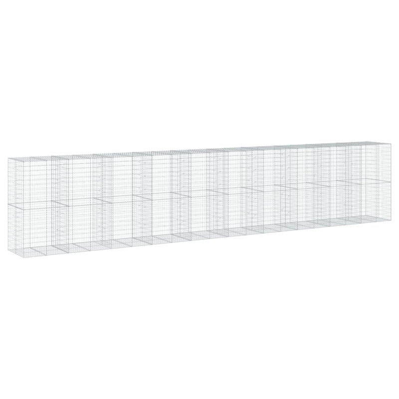 Gabion Basket Silver Galvanized Iron Large Heavy Weight Endurance Outdoor Planter, 39.4" H x 393.7" W x 78.7" D