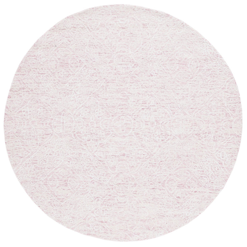 Batel Hand Tufted Wool/Bamboo Silk/Cotton Geometric Rug in White, Round 6'